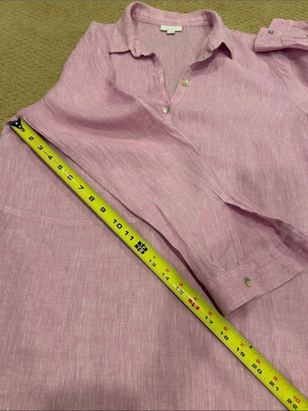 J. Jill Long-Sleeve Button-Front Linen Tunic in Lilac - Picture 13 of 15